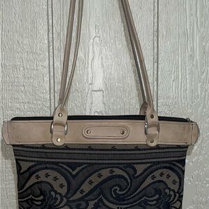 Down Home Leather Black and Tan Tote Bag